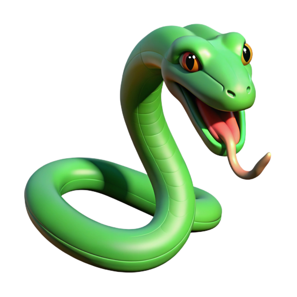 tranquil striking Slithering snake, green scales, forked tongue, with Transparent Background top-tier png