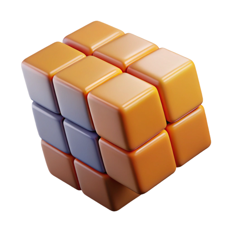 radiant unparalleled Hyper-specific, photorealistic render of an isolated, levitating, Rubik's Cube mid-solve, with individual cubies visible with Transparent Background png