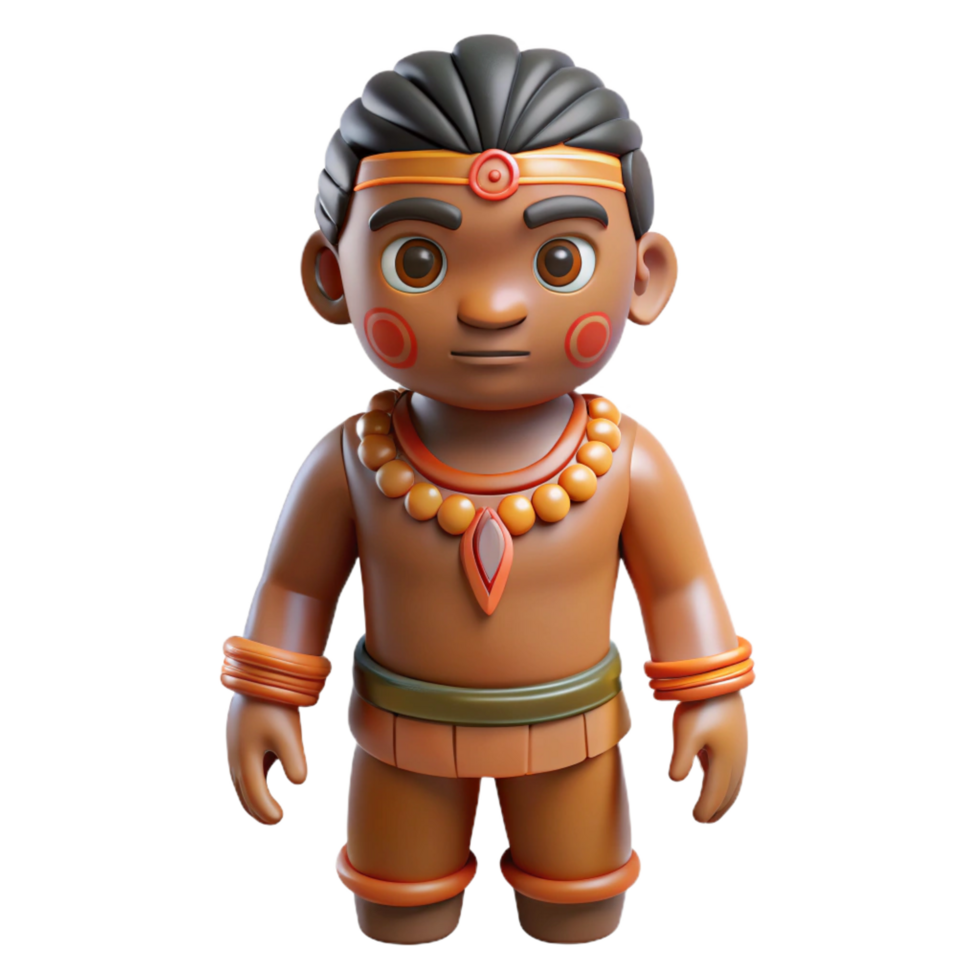 spectacular retro Photorealistic ultra-detailed isolated cutout of a tribal clay figurine depicting a human figure with Transparent Background high resolution png