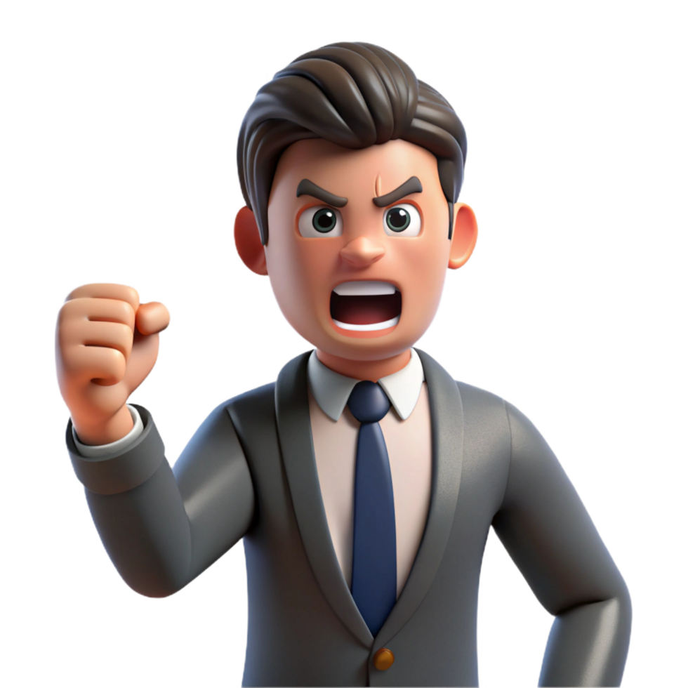 vibrant organic Angry businessman shaking his fist, with Transparent Background artisan png