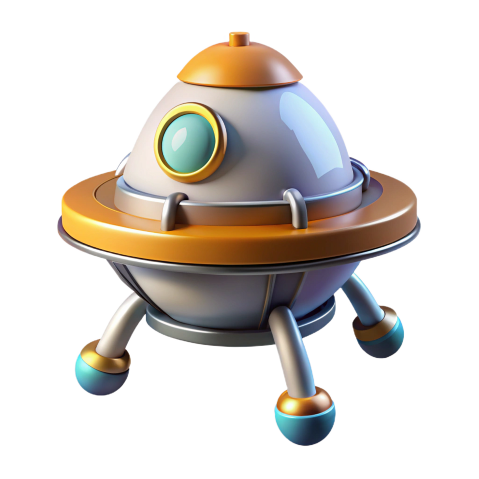 vibrant bold victorian Concept art style, hyper-specific, professional render, isolated cutout of a single, futuristic space probe with Transparent Background handcrafted png
