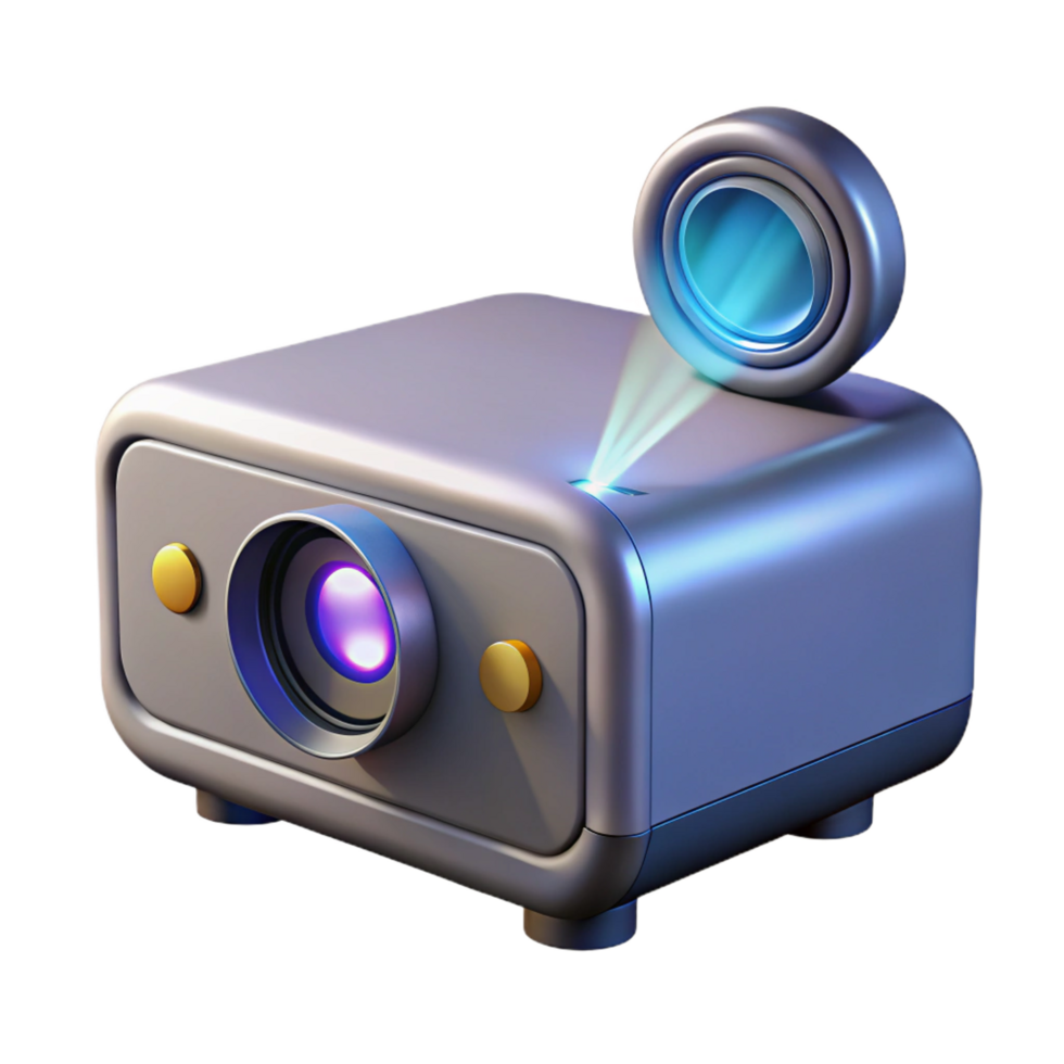 wonderful quintessential Isolated cutout, professional render of a single, ultra-detailed, photorealistic holographic projector emitting a beam of light, with Transparent Background png