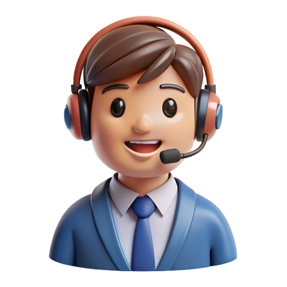 picturesque distinctive Smiling customer service representative with a headset, with Transparent Background png