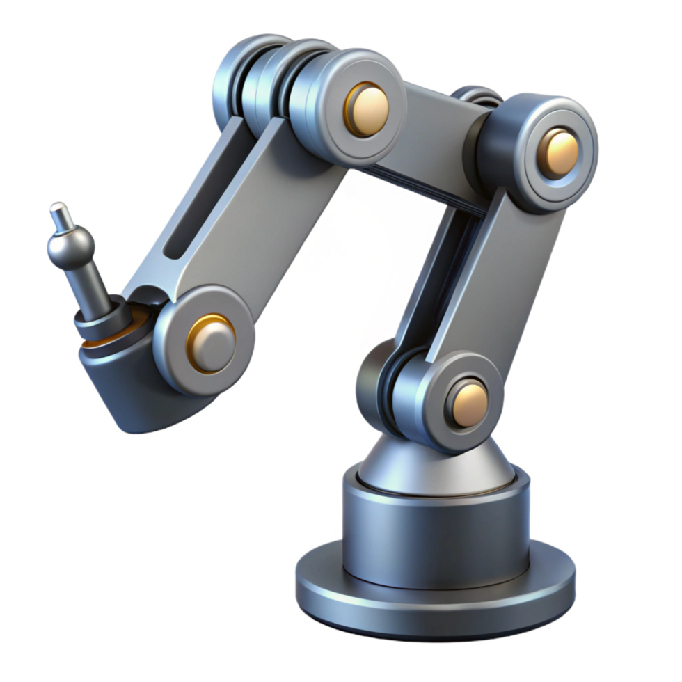 vibrant dreamy tropical Robotic arm, articulated joints, metallic claws with Transparent Background authentic png