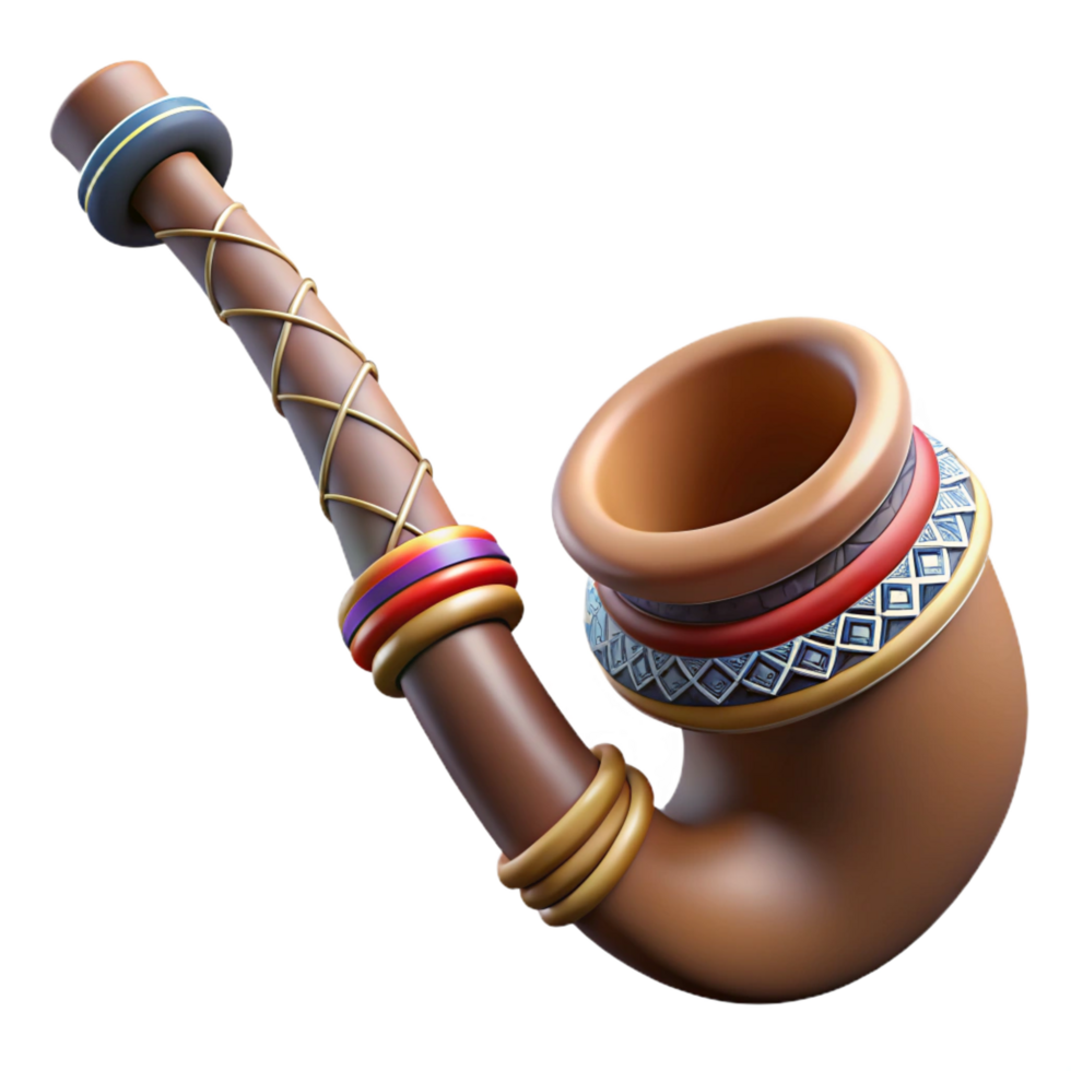 splendid dramatic minimalist Concept art style, isolated cutout of a tribal elder's intricately beaded ceremonial pipe with Transparent Background refined png