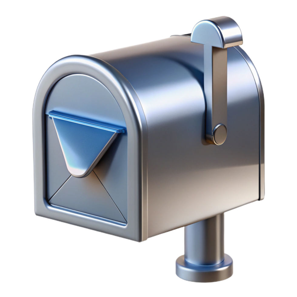 radiant passionate avant-garde Modern mailbox, stainless steel, with Transparent Background crisp png