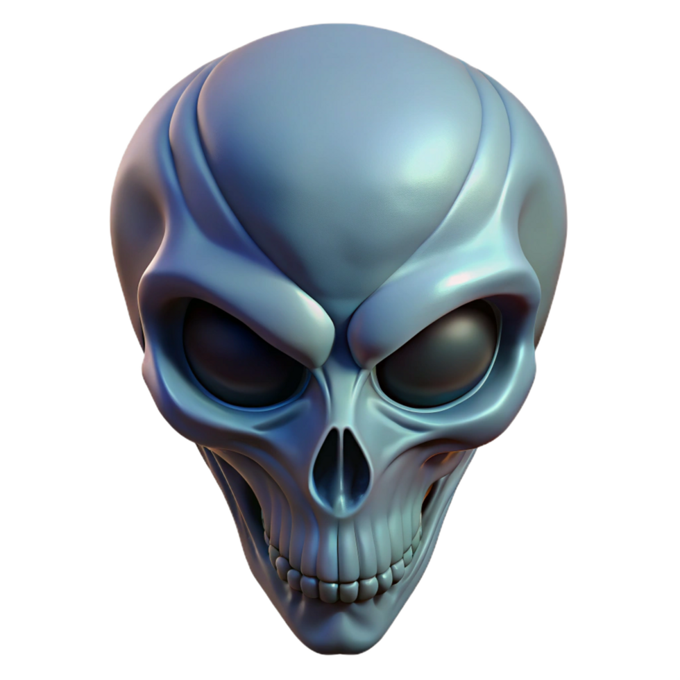 sought-after retro Alien skull, elongated shape, bony ridges with Transparent Background perfect clarity png