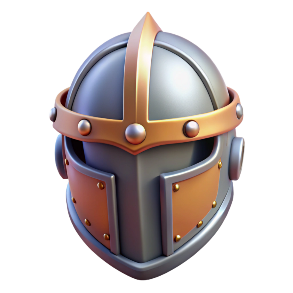 vibrant whimsical urban Ultra-detailed concept art illustration of a single stylized medieval helmet, knight's helm, isolated cutout with Transparent Background fine detail png