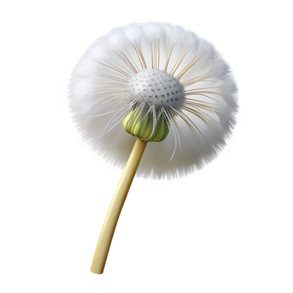 splendid nordic Photorealistic isolated cutout of a single dandelion seed head with delicate white fluff with Transparent Background authentic png