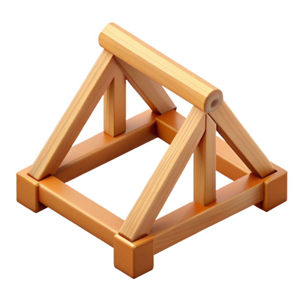 signature urban Wooden truss, traditional construction, with Transparent Background premium png