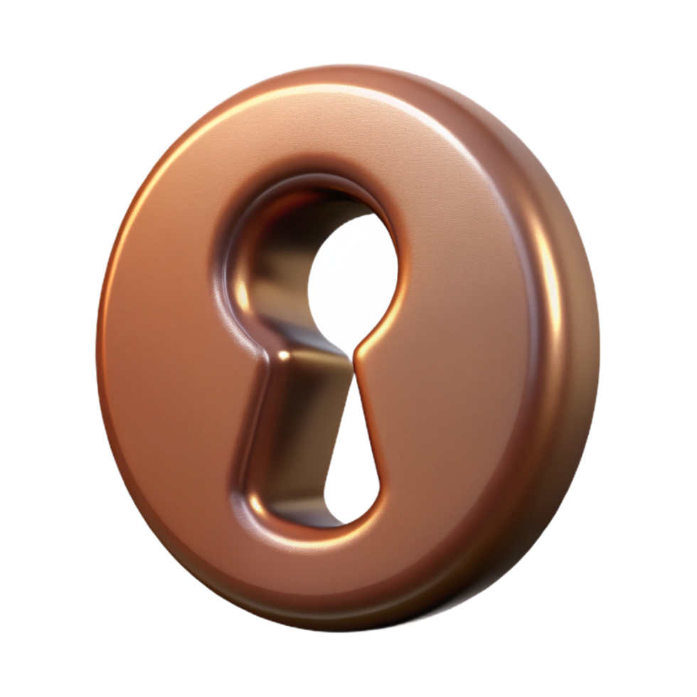 serene harmonious tropical Photorealistic, hyper-specific professional render of a single antique keyhole, isolated cutout with Transparent Background luxury png