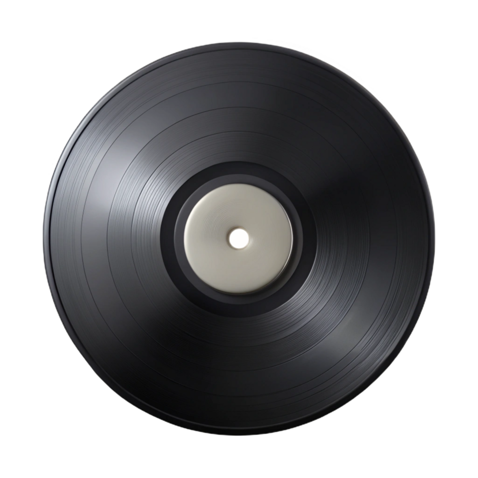 remarkable urban Ultra-detailed, concept art style render of a single black vinyl record, isolated cutout with Transparent Background precision png