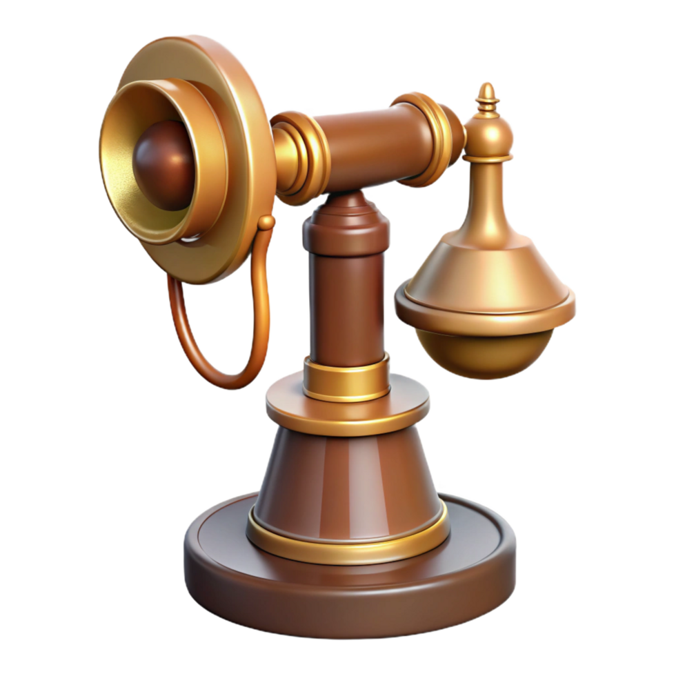 tranquil alluring Photorealistic, professional render, isolated cutout of a vintage candlestick telephone with Transparent Background authentic png