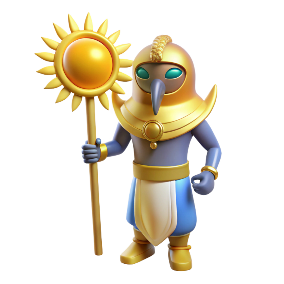 notable retro Ra, Egyptian sun god, falcon-headed, with Transparent Background flawless png