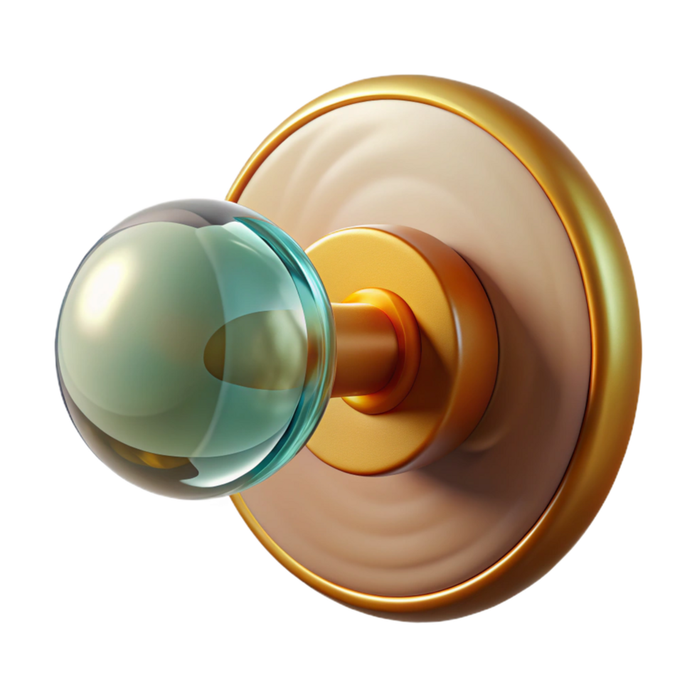 remarkable bohemian Professional render of a hyper-specific, isolated, mid-century modern style doorknob with Transparent Background high resolution png