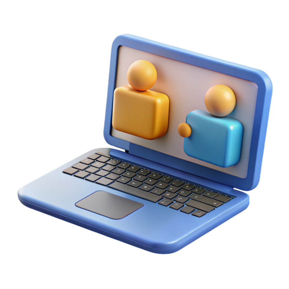 mesmerizing coveted Laptop with conferencing software open with Transparent Background png