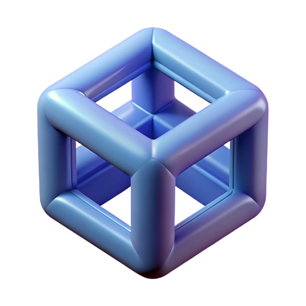 sumptuous renaissance Hyper-specific professional render of an isolated cutout, concept art style, single tesseract rotating in four dimensions with Transparent Background professional png
