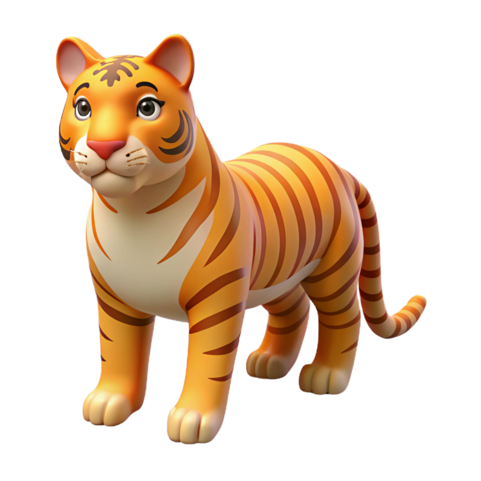 whimsical enchanting Concept art style hyper-specific isolated cutout of a single tiger Panthera tigris stripe pattern, with Transparent Background studio quality png