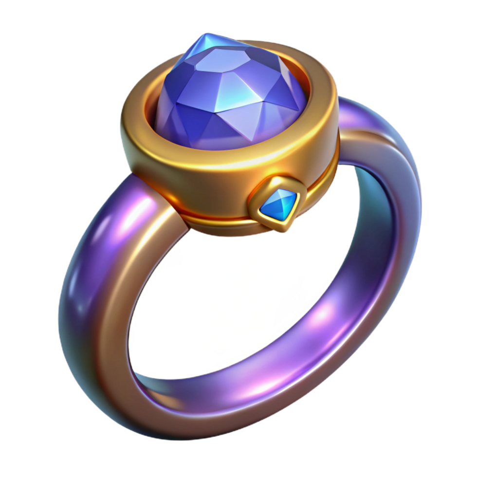 remarkable retro A single, enchanted ring, glowing gemstone, intricate band with Transparent Background studio quality png