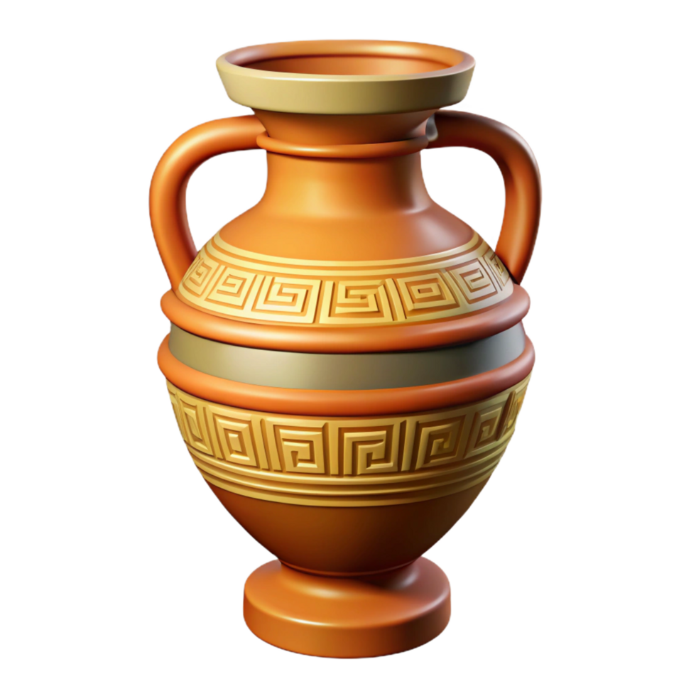 rare industrial Ultra-detailed, professional render of a single, ancient Greek vase with intricate patterns Isolated cutout with Transparent Background gallery standard png