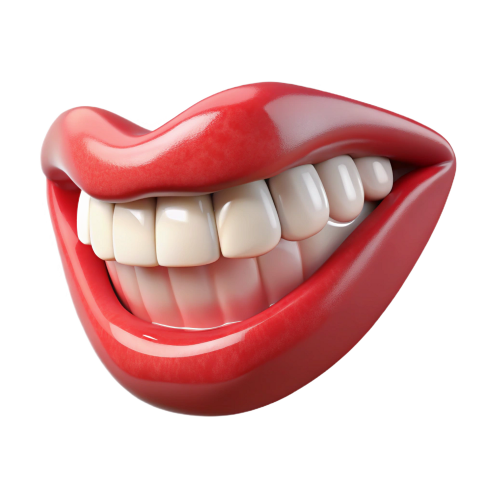 sumptuous modern Photorealistic isolated cutout of a human mouth smiling showing perfect white teeth with Transparent Background impeccable png