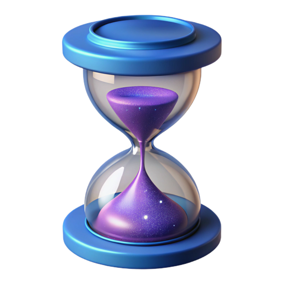 signature abstract Professional render, photorealistic, isolated cutout of a single, ultra-detailed, hyper-specific cosmic hourglass filled with stardust with Transparent Background top-tier png