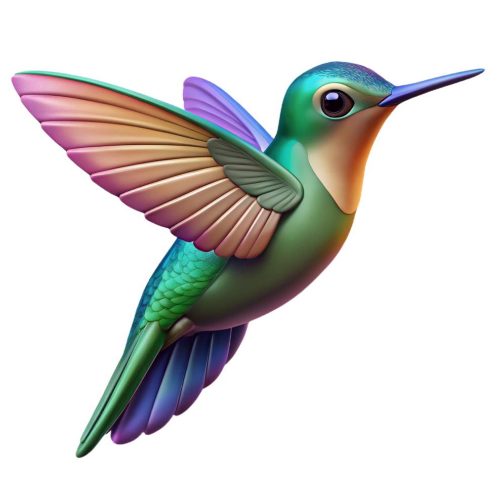 striking minimalist Close up of hummingbird hovering with Transparent Background high resolution png