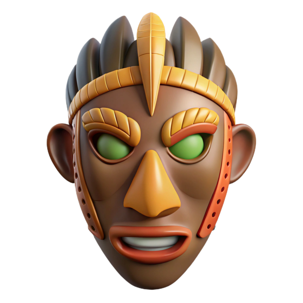 spectacular renaissance Hyper-specific isolated cutout of a tribal African mask, concept art style professional render with Transparent Background handcrafted png