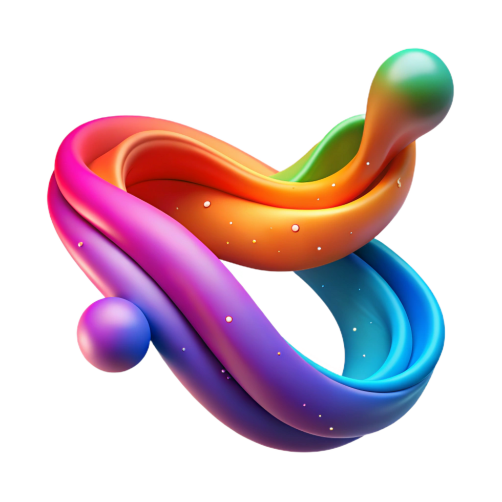 sought-after gothic Concept art style, isolated cutout of a single, abstract, flowing ribbon of vibrant, multi-colored particles, hyper-specific with Transparent Background museum quality png