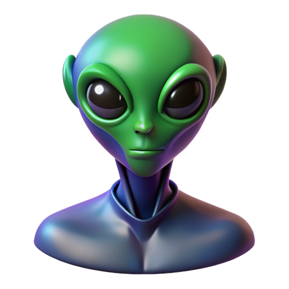 radiant whimsical futuristic Concept art style, isolated cutout of a single, stylized, alien creature head with Transparent Background 4K png