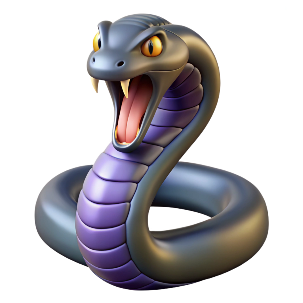 sought-after elegant A hissing Cobra snake, hood expanded, with Transparent Background crisp png