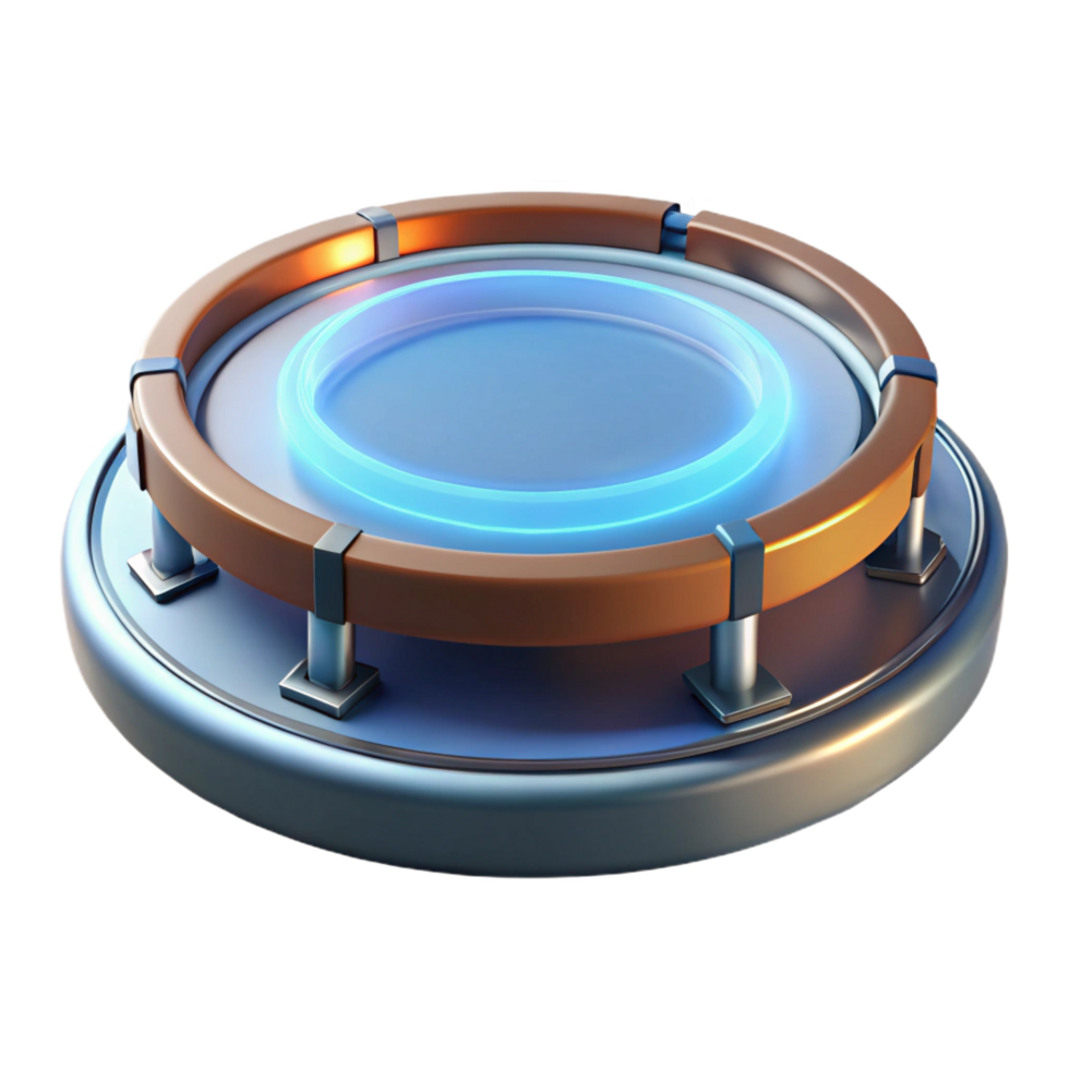 spectacular passionate rustic Hovering platform, circular shape, anti-gravity technology with Transparent Background impeccable png