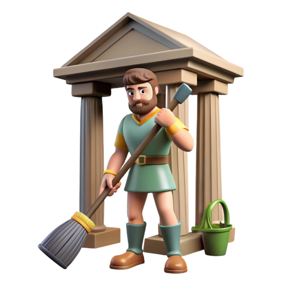 splendid romantic minimalist Augean Stables, Heracles' fifth labor, filthy stables, with Transparent Background genuine png