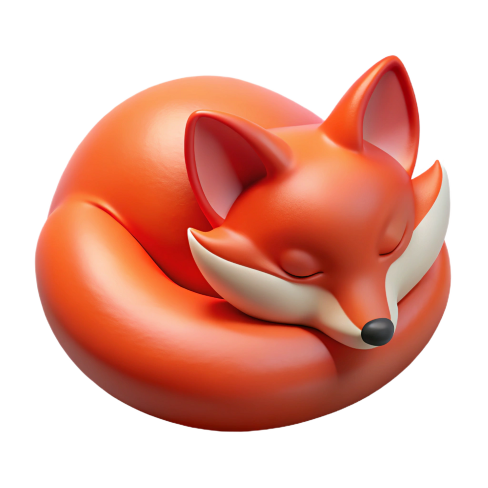 stunning modern A sleeping red fox, curled up, with Transparent Background masterfully captured png
