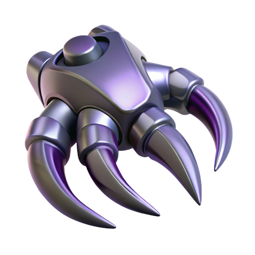 splendid intense modern Hyper-specific, ultra-detailed concept art style biomechanical claw, isolated cutout, professional render with Transparent Background top-tier png