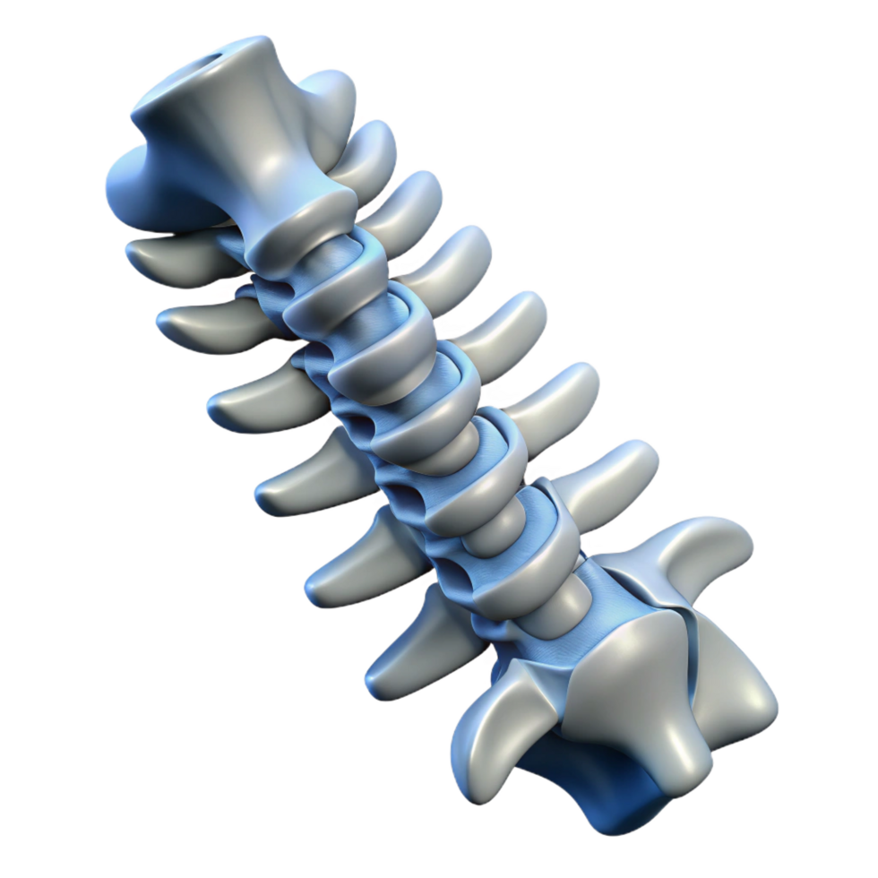 sumptuous urban Hyper-specific, concept art style, isolated cutout of a biomechanical spine, ultra-detailed professional render with Transparent Background refined png