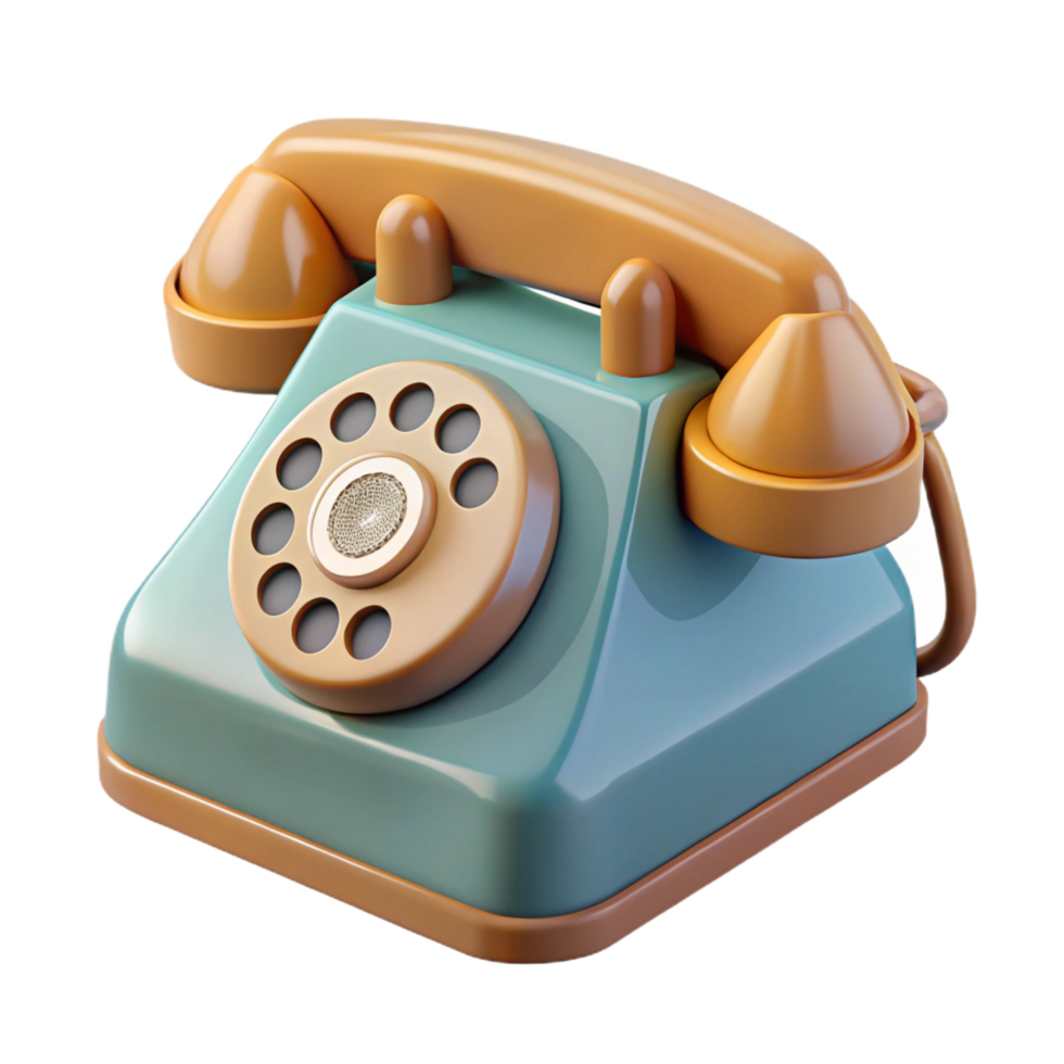radiant tropical Isolated cutout of a single vintage rotary telephone, hyper-specific professional render, concept art style with Transparent Background 4K png