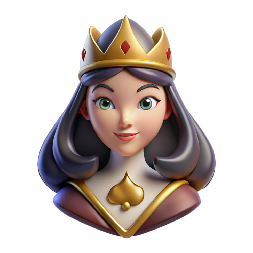 picturesque melancholic art deco Concept art style isolated cutout of a stylized playing card - the Queen of Spades, ultra-detailed with Transparent Background ultra HD png