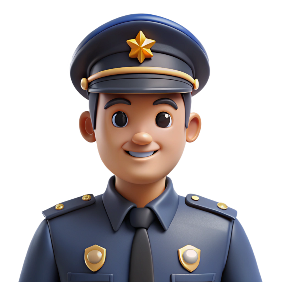 peaceful alluring Police officer in uniform, law enforcement portrait, with Transparent Background 4K png