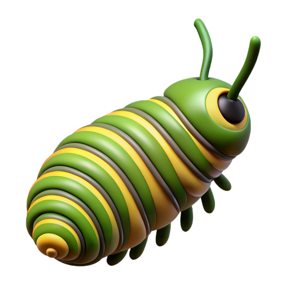 unforgettable tropical A crawling Monarch butterfly caterpillar, with Transparent Background high resolution png