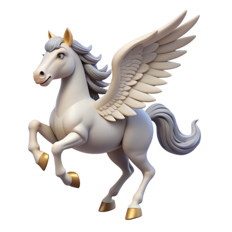 peaceful gorgeous A prancing pegasus, wings spread wide with Transparent Background ultra HD png