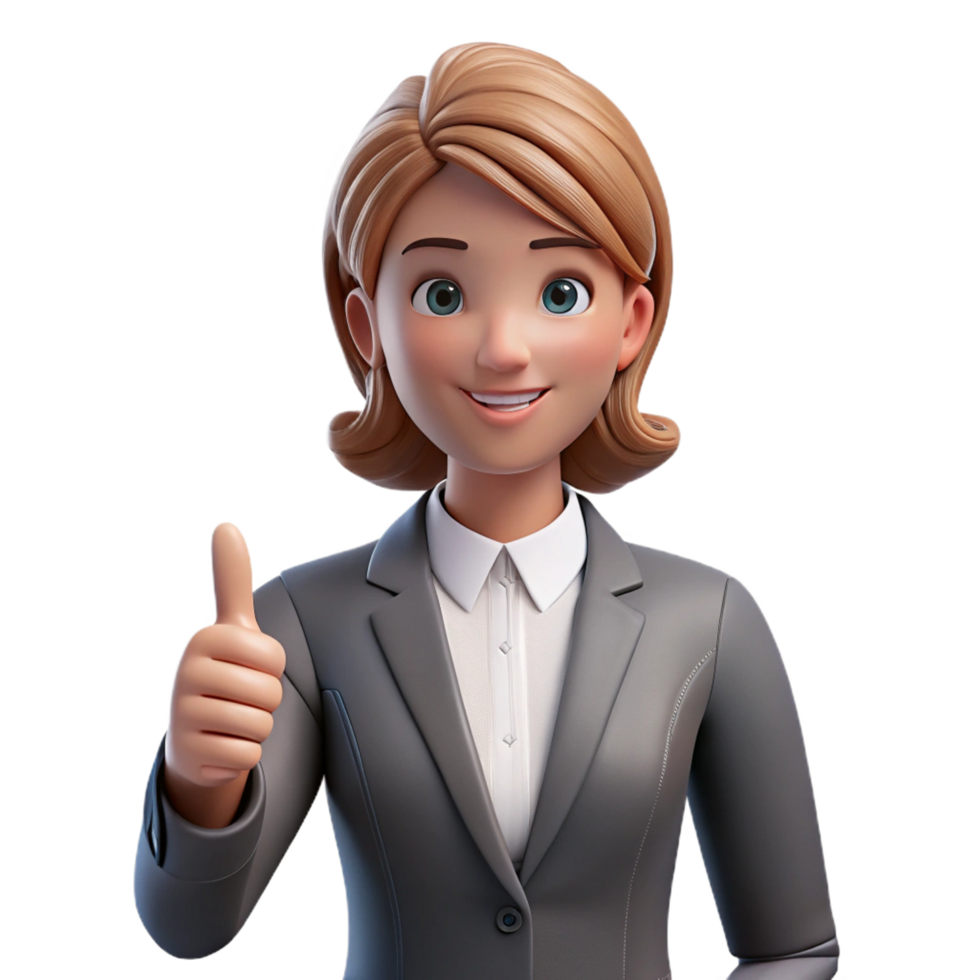 spectacular celebrated Businesswoman giving a thumbs up, with Transparent Background png