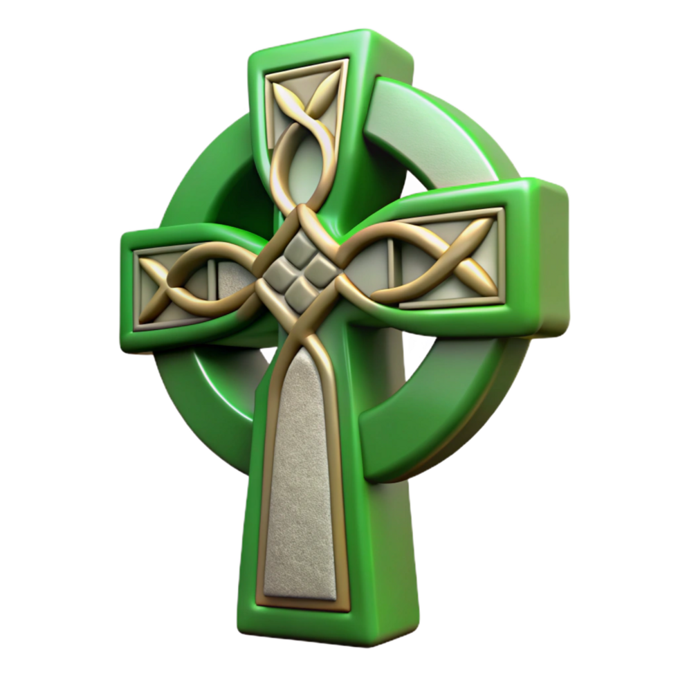 vibrant retro Celtic Cross, Christian symbol, Irish heritage, with Transparent Background crisp png