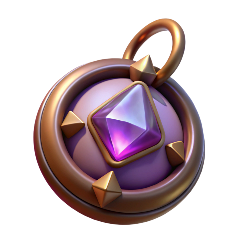 timeless creative A mystical amulet, with a glowing gem embedded in it with Transparent Background refined png