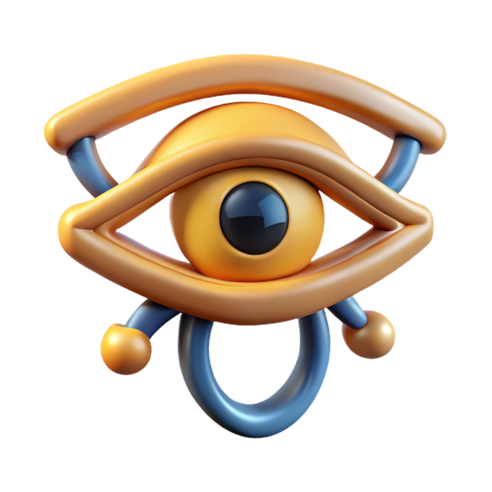 sumptuous contemporary Ultra-detailed, hyper-specific concept art style render of a single Egyptian Eye of Horus amulet, isolated cutout with Transparent Background perfect clarity png
