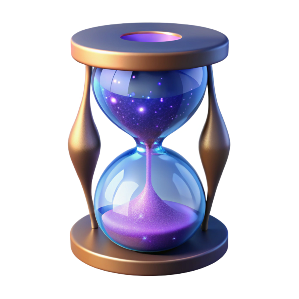 remarkable elegant Concept art style, hyper-specific, professional render of a single, ornate, cosmic hourglass filled with stardust Isolated cutout with Transparent Background high resolution png