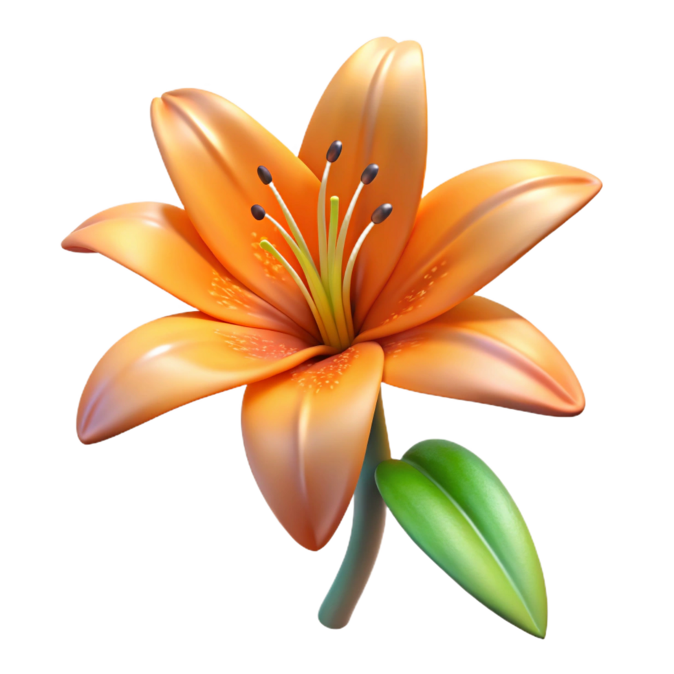 wonderful whimsical baroque Tiger lily flower fully bloomed with Transparent Background premium png