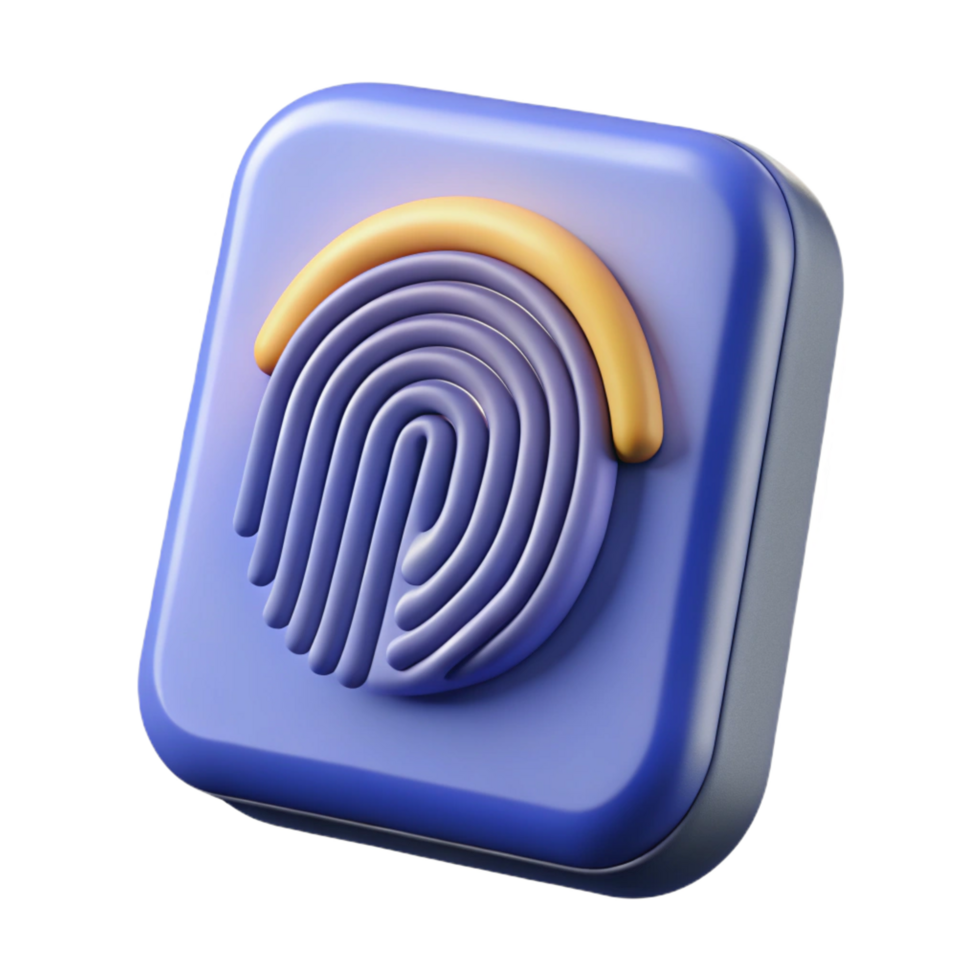 nostalgic pristine Professional render, isolated cutout of a single biometric scanner, hyper-specific fingerprint sensor, ultra-detailed with Transparent Background refined png
