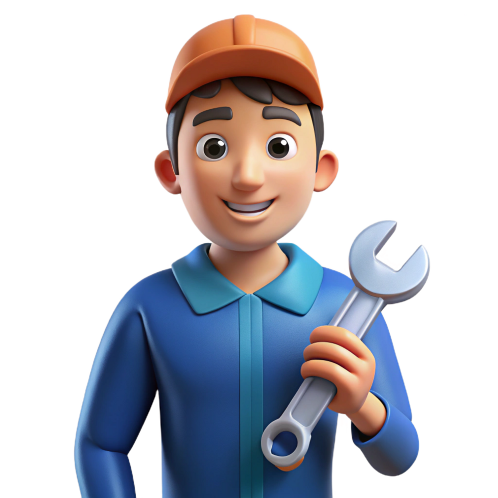 spectacular coveted Mechanic holding a wrench, with Transparent Background png