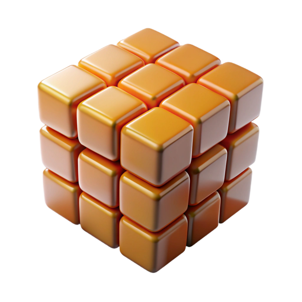 playful majestic Hyper-specific, photorealistic render of an isolated, levitating, Rubik's Cube mid-solve, with individual cubies visible with Transparent Background professional png